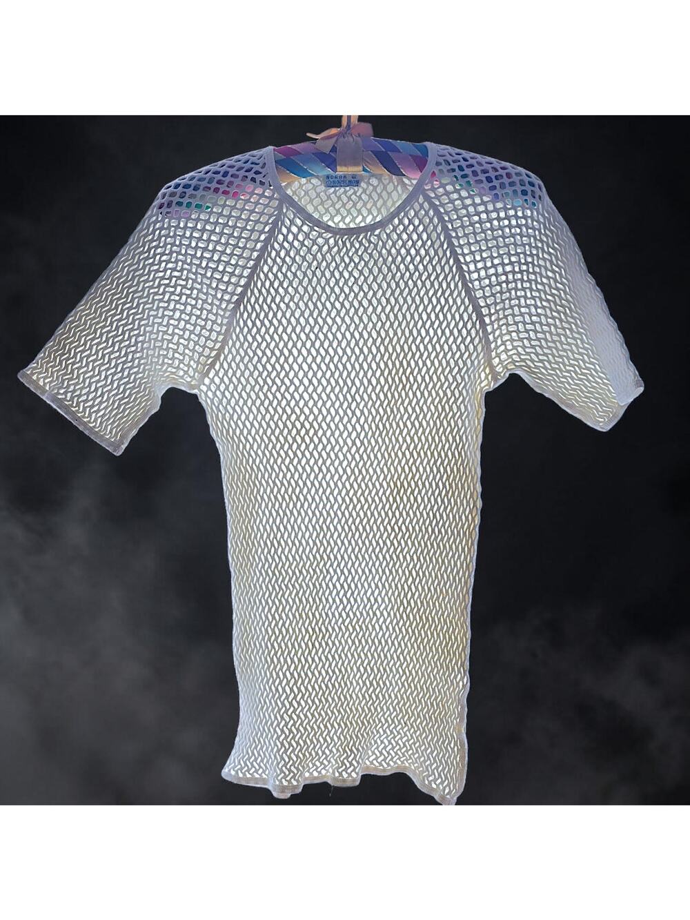 Vintage Norak Norsemen Fishnet Mesh Shirt L All Cotton Open Knit Club Athletic